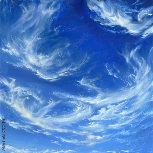 a blue sky full of cirrus fibrata clouds © ren