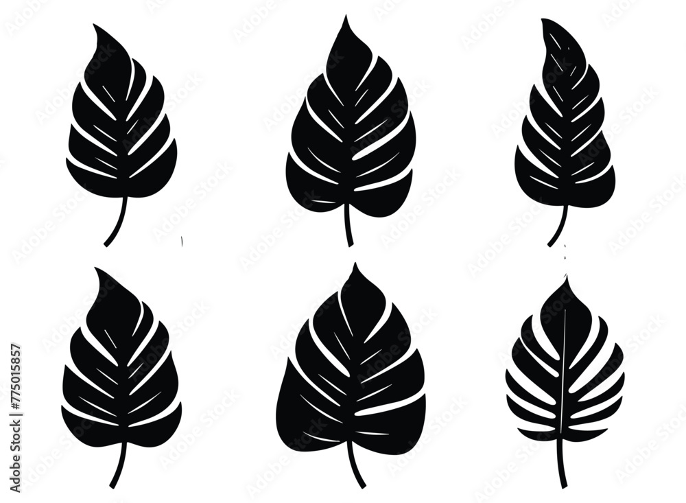palm banana leaf silhouette vector. palm banana leaf silhouette vector.