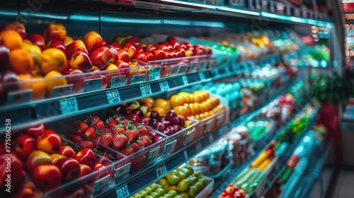 Shelf Products Display, Well-Organized Supermarket Aisle