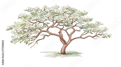 Dogwood Tree remove background tree, watercolor, isolated white background photo