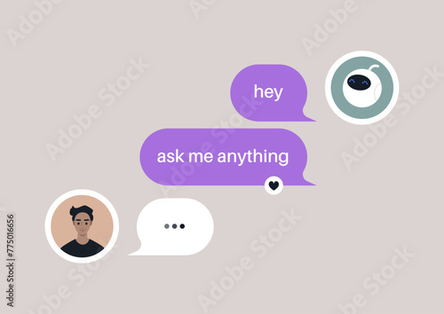 Digital Banter, An Interaction With a Virtual Assistant, A casual conversation initiates with a friendly AI prompt