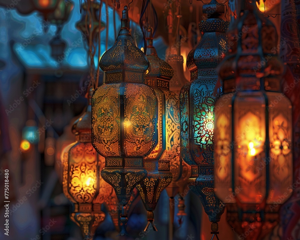 Ramadan Example Lanterns and Decorations Illustrate traditional Ramadan lanterns fanous ...