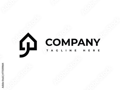 letter J home real estate logo design
