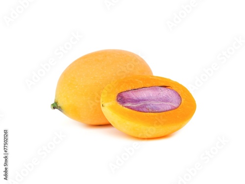 Fresh yellow organic sweet maprang  Sweet or sour fruit also called Marian Plum, isolated on white background.