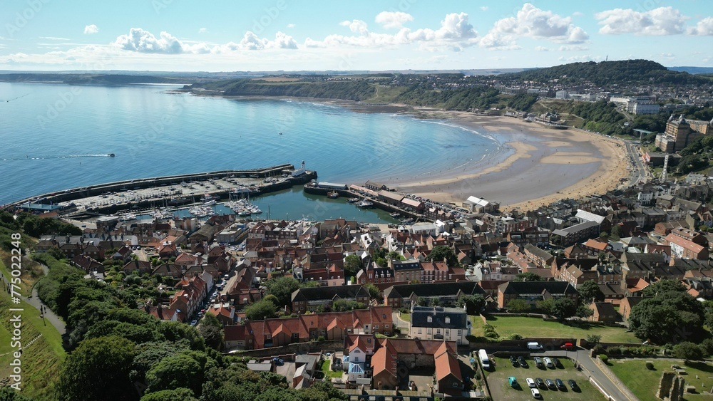 Beautiful aerial view of Scarborough north bay with a bright sky