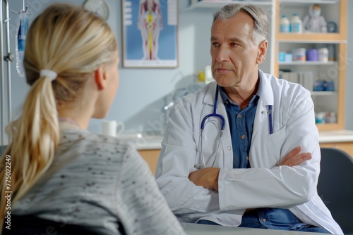 Physician discusses health concerns with patient