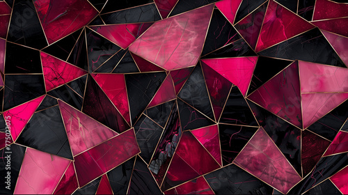 Bold red and black geometry.