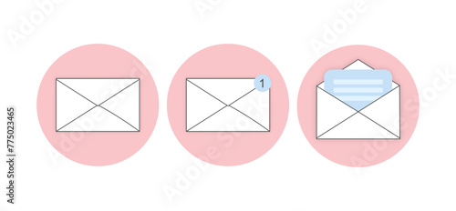 set of icons envelope letter arrived read