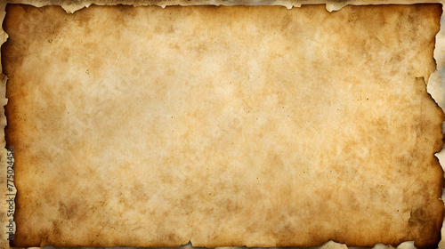 Old parchment paper sheet ancient vintage texture background with cracked edges Generative AI Illustration
