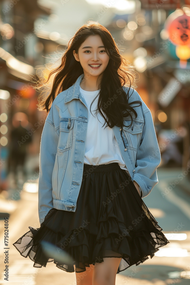 Fototapeta premium 청자켓 입은 소녀