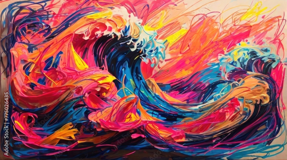 wave crayon draiwing background 