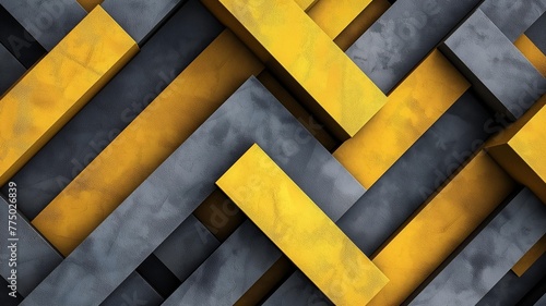 background with yellow and gray colored 3d stripes and 3d blocks 
