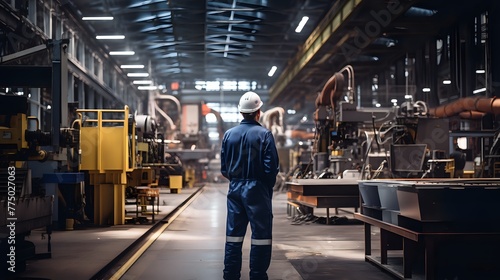 Obraz na płótnie factory worker looking at a production line
