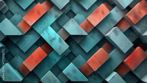 Orange and blue colored cube design background 