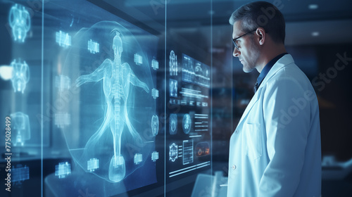 Doctor using digital medical futuristic interface, Medical and healthcare concept