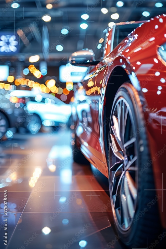 Magnificent Red Speedster Gleaming in Luxurious Showroom Magnificent Red Speedster Gleaming in Luxurious Showroom