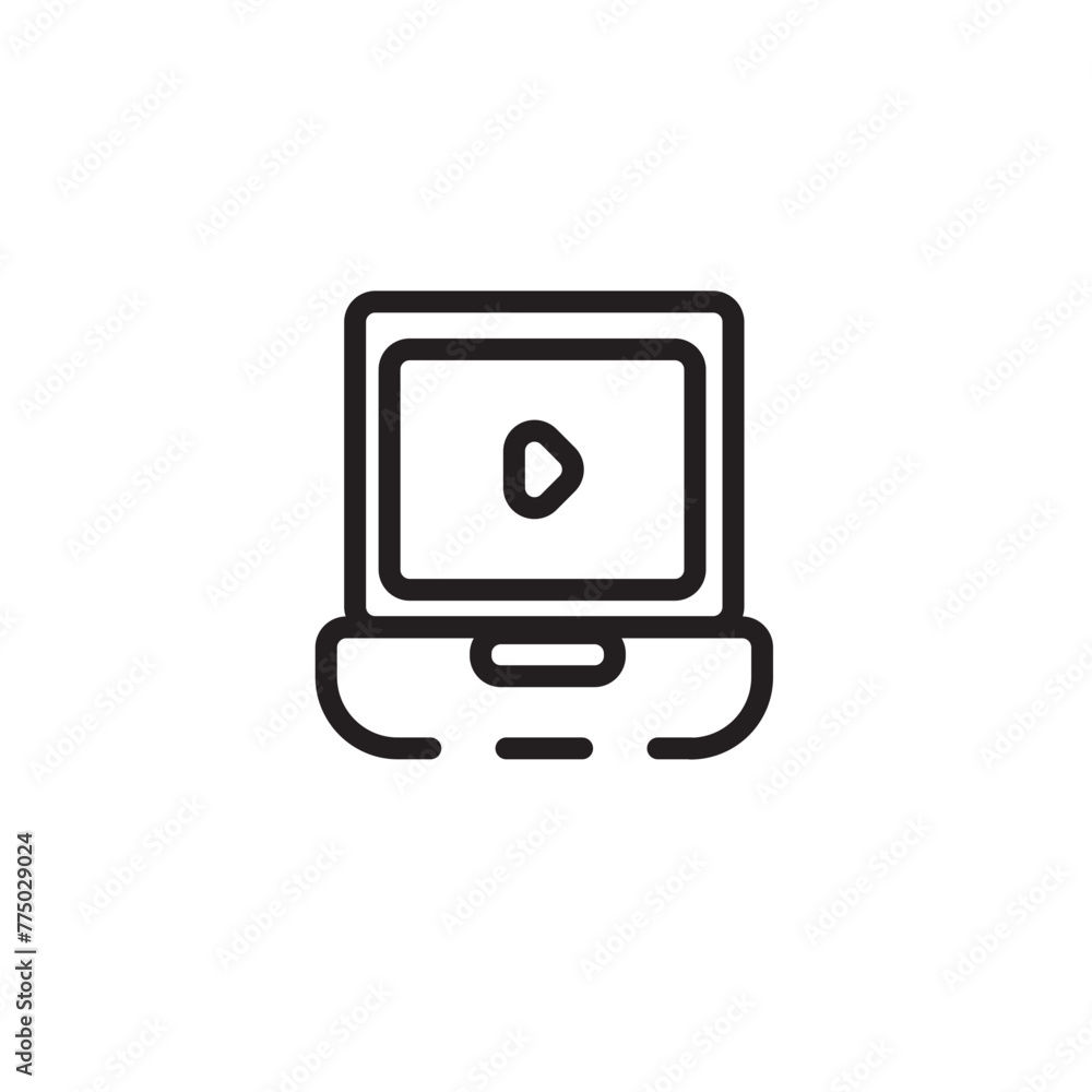 Computer Laptop Video Line Icon Computer Laptop Video Line Icon
