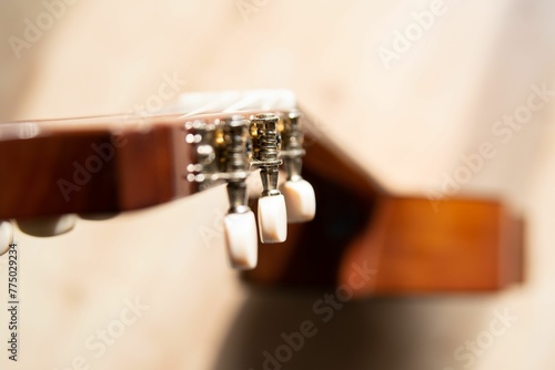 Closeup of the guitar tuning keys