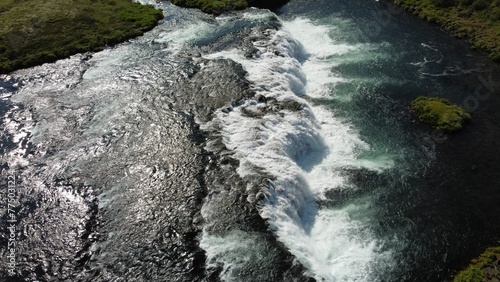 Aerial view of the Faxi waterfall (Faxifoss) on the Golden Circle in the east of Reykjavik, Iceland photo