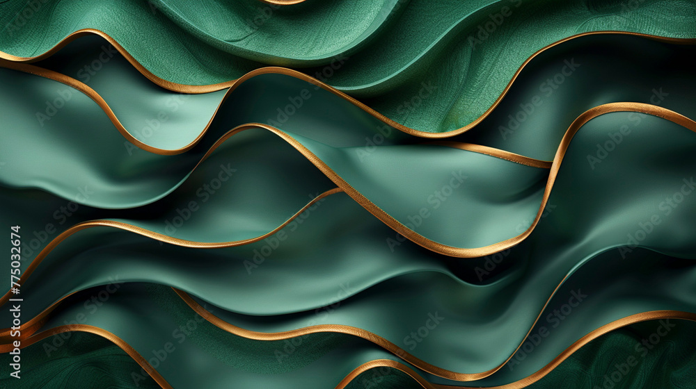 Obraz premium Emerald Green Silk with Copper Lines 