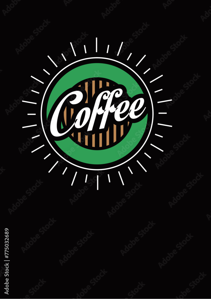Fototapeta premium coffe lettering with sun logo