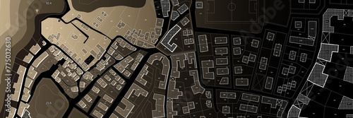 Photography Imaginary cadastral map with buildings, land parcel and vacant plot - Land recor