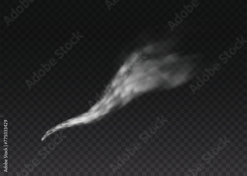Plane smoke rocket stream effect airplane jet cloud flight speed burst. Aircraft smoke isolated on transparent background. Realistic airplane condensation trails. Vector illustration
