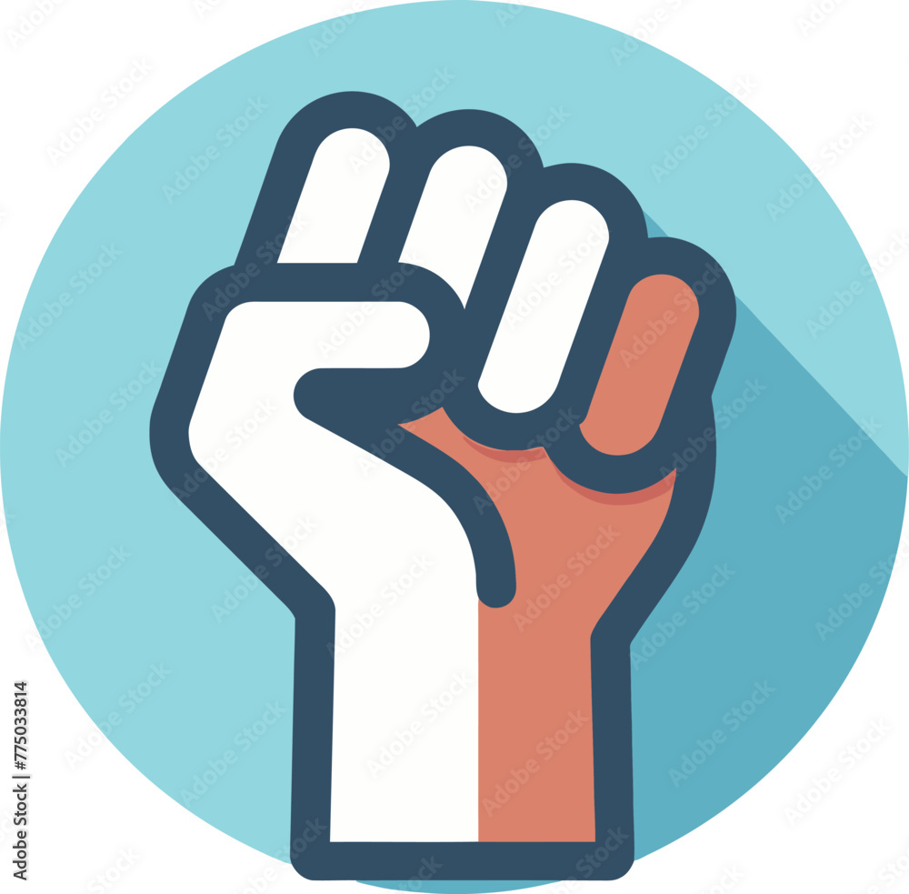 Obraz premium Raised fist vector icon illustration. Human rights and freedom symbol.