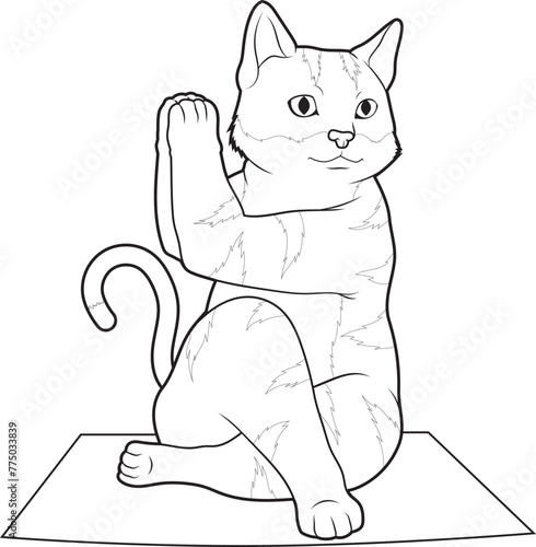 Cat Fitness Yoga Meditation Animal Vector Graphic Art Illustration