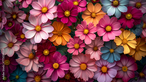 Blossoming cosmos flowers photo