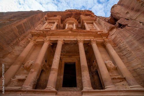 Low-angle view of ancient buildings in Jordan, Petra photo