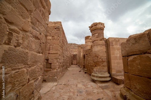 Closeup shot of ancient ruins in Petra, Jordan on a sunny day photo