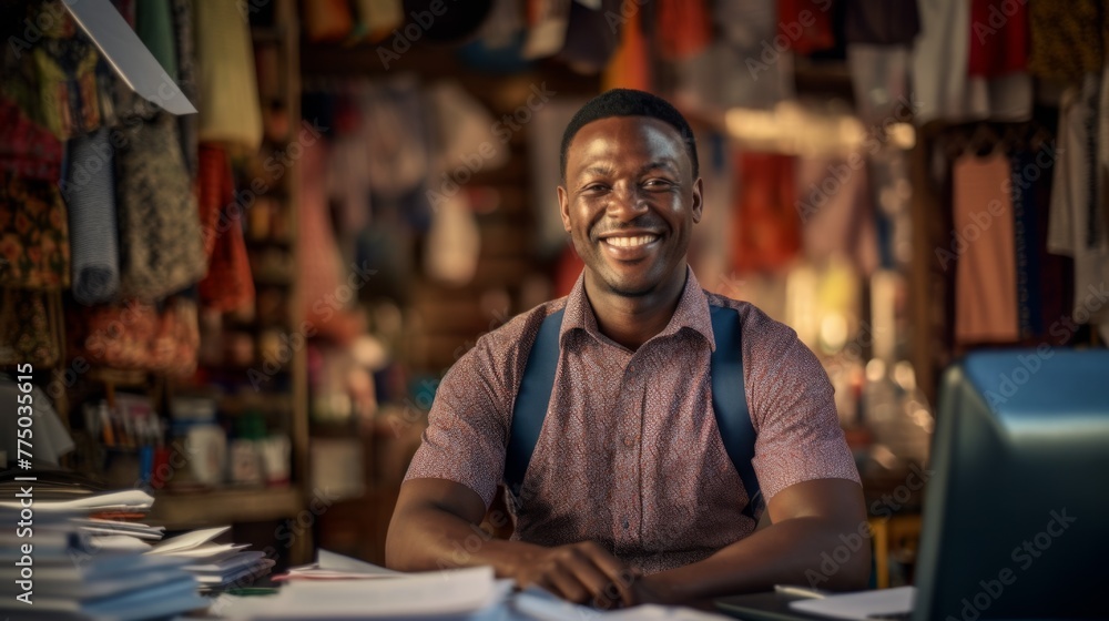 A Confident Shop Owner Smiling A Confident Shop Owner Smiling