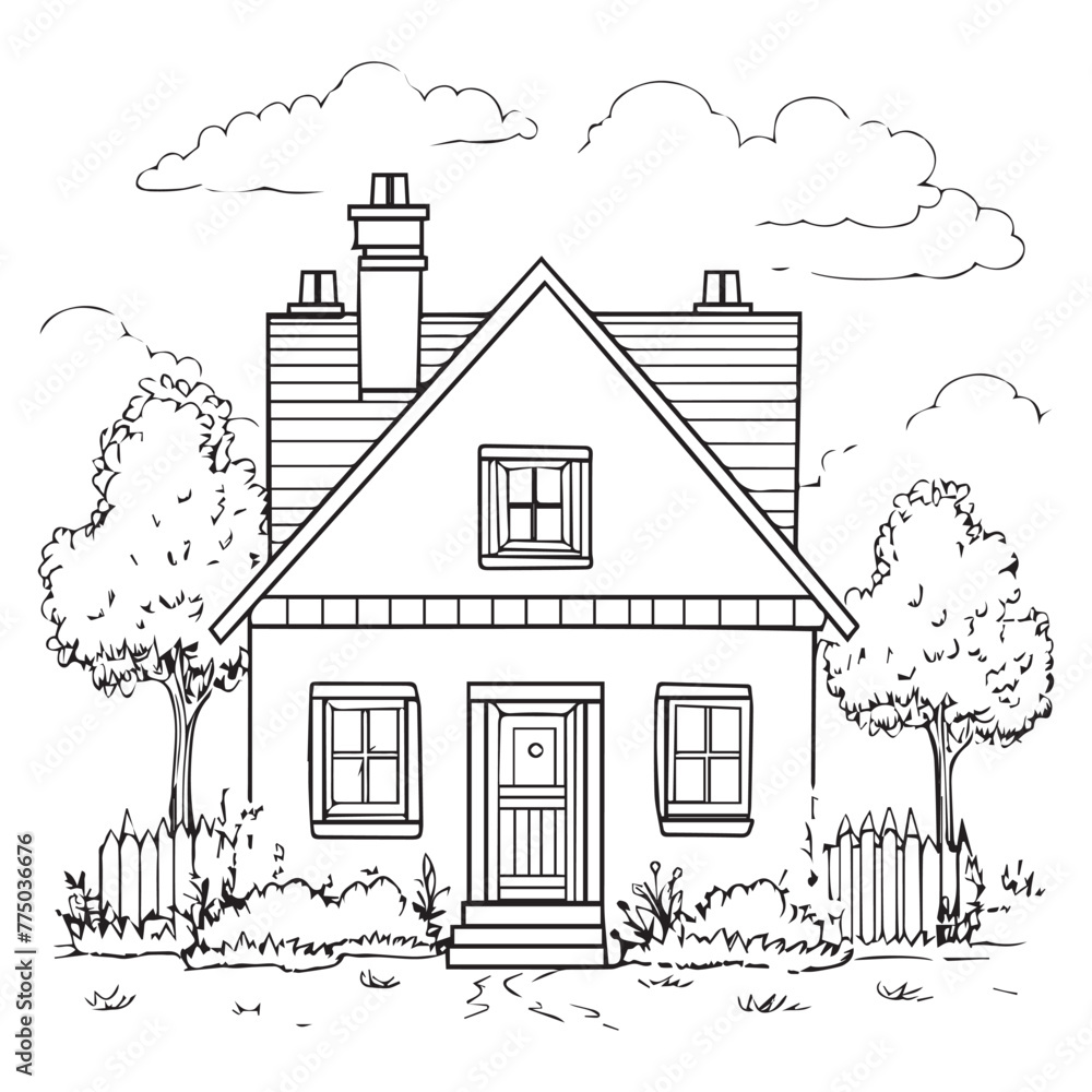 House with garden icon symbol, vector illustration on white background