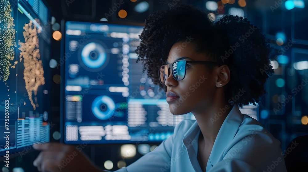HR Professional Analyzing Skill Matrix Dashboard with AI-Powered Predictions for Workforce Planning HR Professional Analyzing Skill Matrix Dashboard with AI-Powered Predictions for Workforce Planning