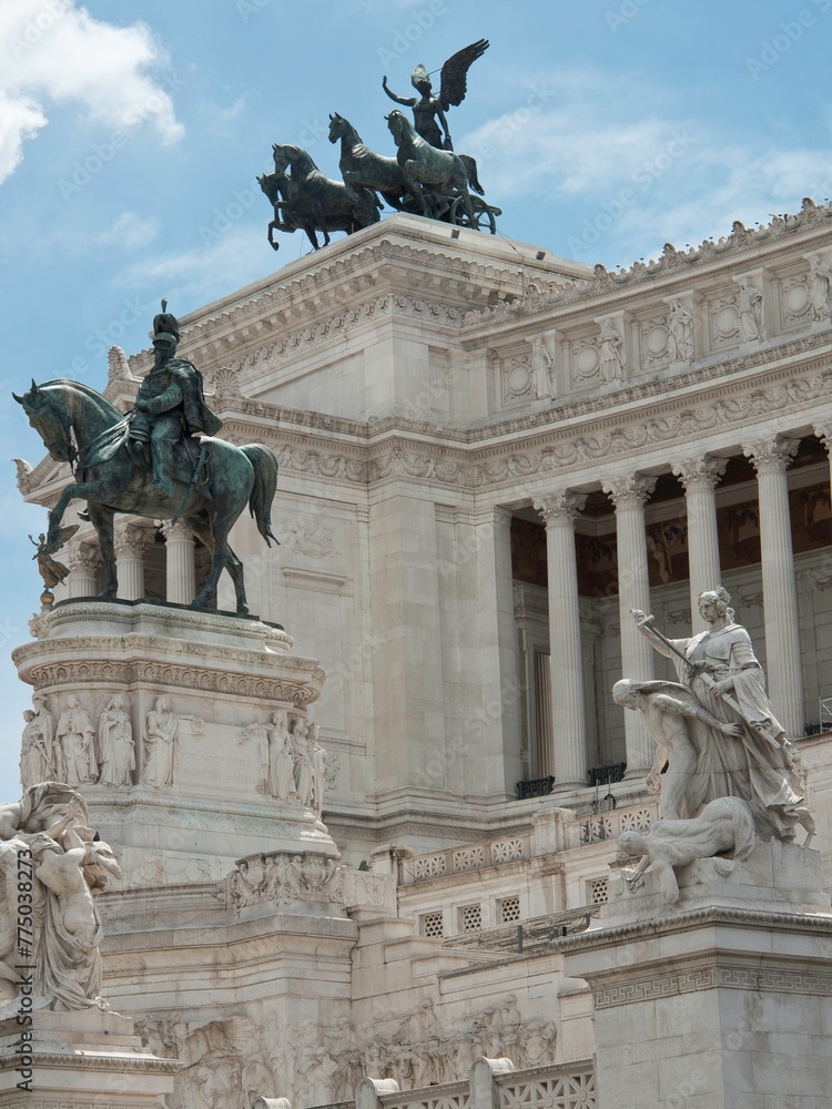 Vertical shot of the famous Equestrian statue of Vittorio Emanuele II monument in Rome, Italy