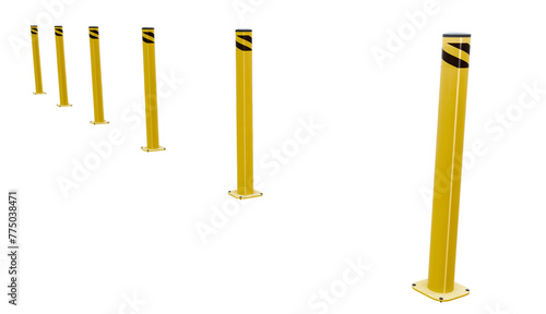 Secure Factory Zones: These 3D traffic bollards (black & yellow) mark safe zones within factories, both indoors and outdoors photo