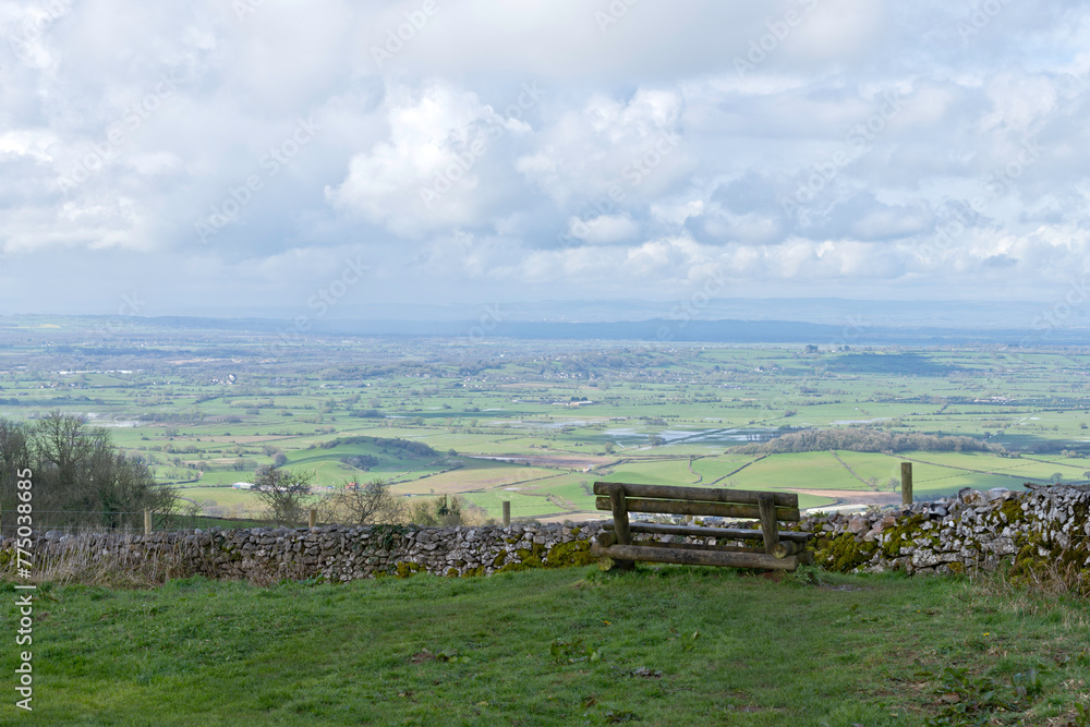 View from Deerleap viewpoint in the Mendip Hills looking across the Somerset landscape. View from Deerleap viewpoint in the Mendip Hills looking across the Somerset landscape.