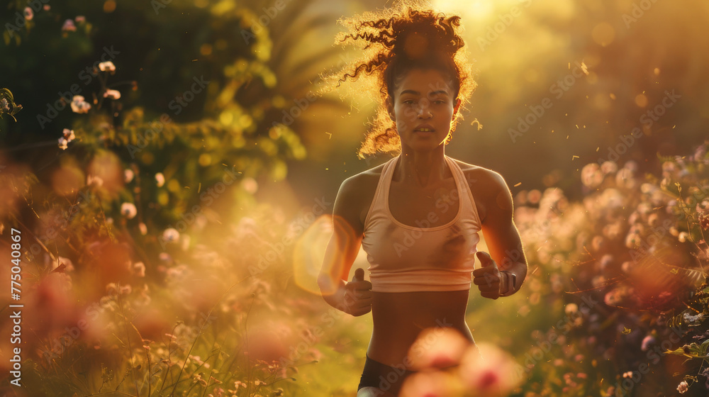 Woman running in thes summer Woman running in thes summer