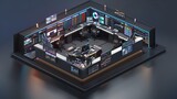 Futuristic Trading Desk with Real-Time Analytics and Decision-Making Processes