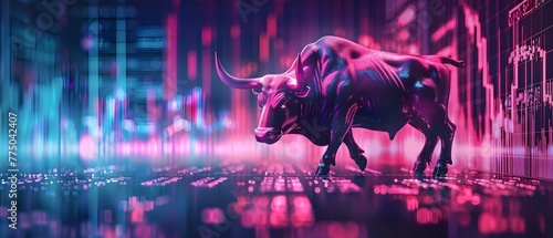 Bull Market Trend: Symbolizing Growth and Profit in Stock or Currency Prices. Concept Financial Analysis, Stock Market Trends, Investment Strategies, Economic Forecast, Market Volatility