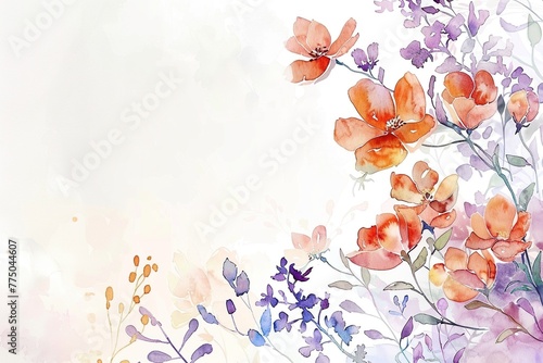 Pastel Garden Botanical Bliss  Watercolor Wildflower Border  