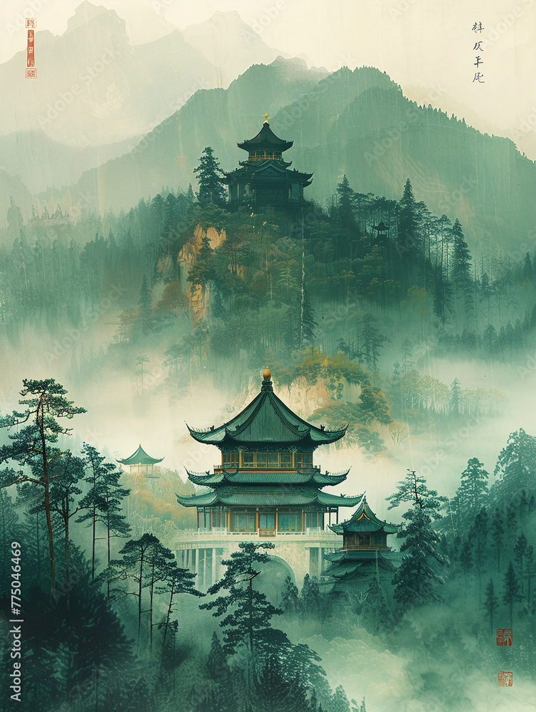 Minimalist song style, Chinese landscape Minimalist song style, Chinese landscape