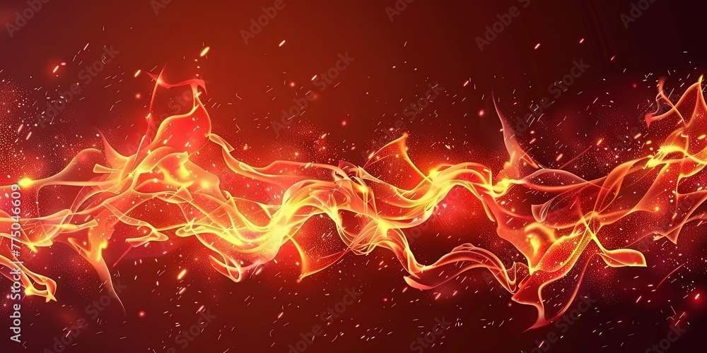 Fire on a red background abstract