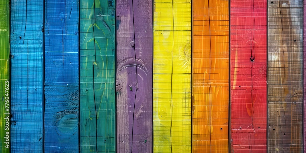 Wooden abstract background with rainbow colors