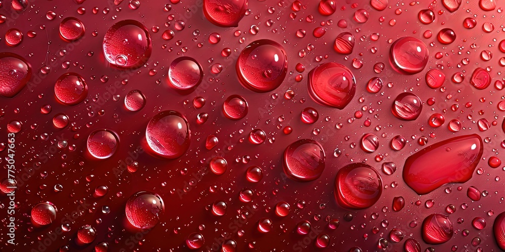 Drops of water on a red background