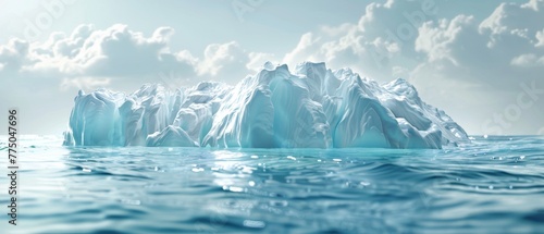 Iceberg illustration with melting ice and frozen water block in 3D
