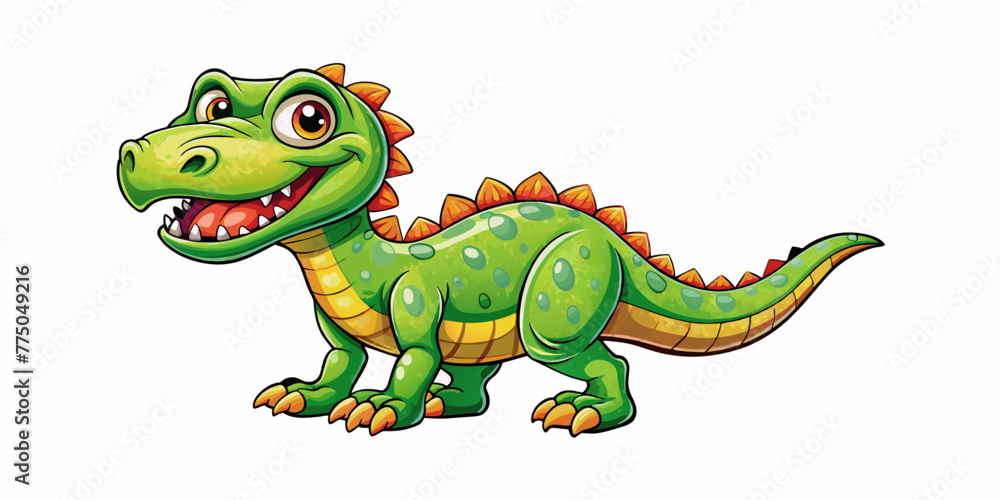 A Cartoon Style Happy Dinosaur Isolated on a White Background A Cartoon Style Happy Dinosaur Isolated on a White Background