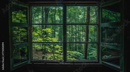 Trees seen through window