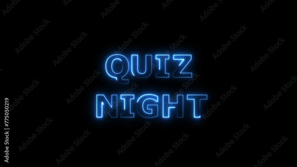 Neon line quiz night text animation. Neon line quiz night text animation.